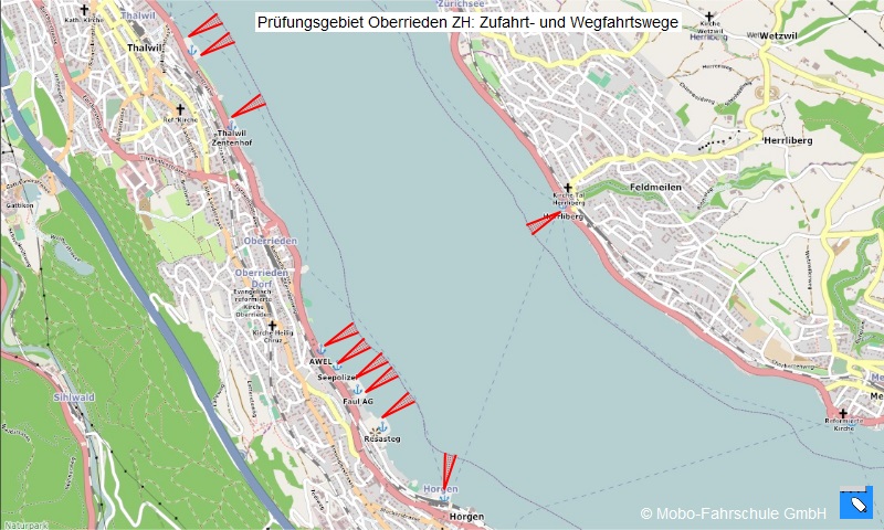 Zu- und Wegfahrten Prüfungsgebiet Oberrieden ZH