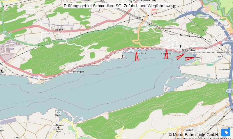 Zu- und Wegfahrten Prüfungsgebiet Schmerikon SG